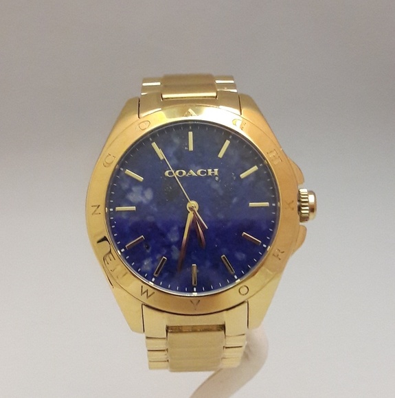 Coach Blue Face Gold Watch - Picture 1 of 4